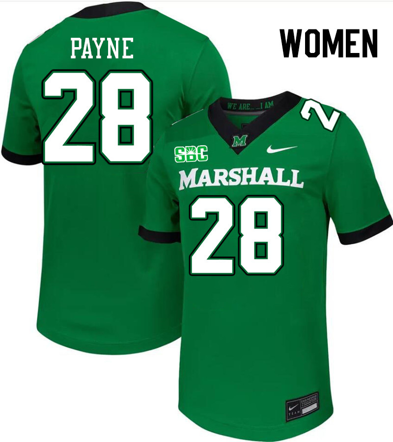 Women #28 Ethan Payne Marshall Thundering Herd SBC Conference College Football Jerseys Stitched-Gree